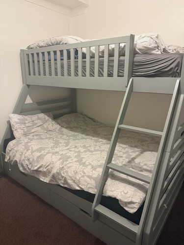 Grey bunk bed wood single - wood,