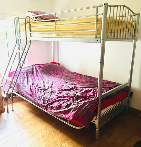 Metal bunk bed with ladder - bunk,