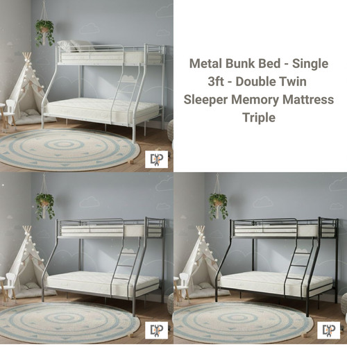 Metal triple bunk bed single - bunk,